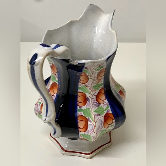 19th Century Vintage Gaudy Welsh Glamorgan Octagonal Soft Paste Pitcher Jug - Picture 10 of 16